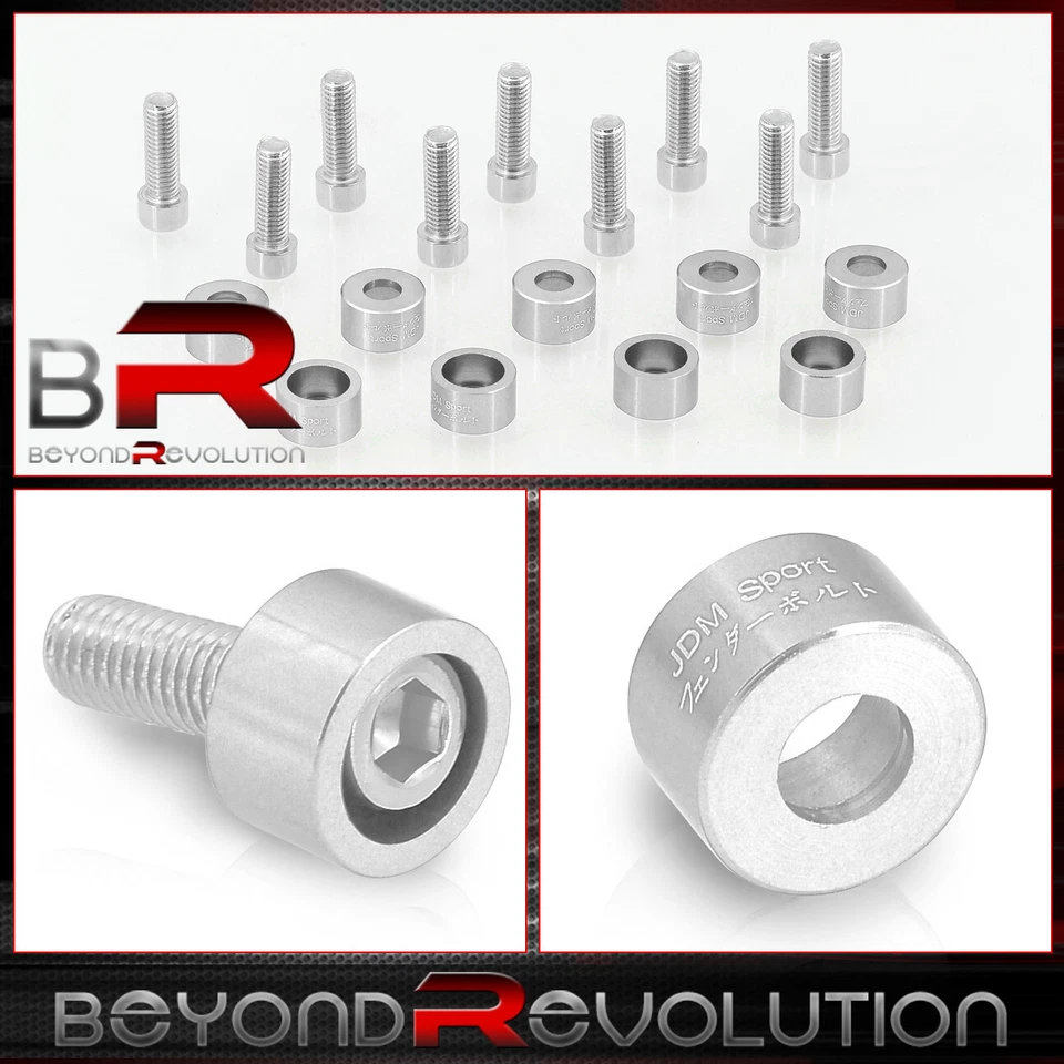 For Acura Honda JDM Silver 8MM Engine Header Cup Bolts Washer Kit - Image 2 of 3