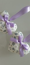 Decorazioni shabby chic 2 cuori da appendere con fiocco lilla