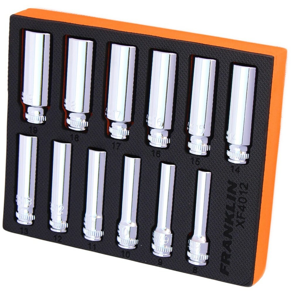 3/8"" Drive Deep 6 Point Socket Set 12 Pcs Franklin Tools XF4012