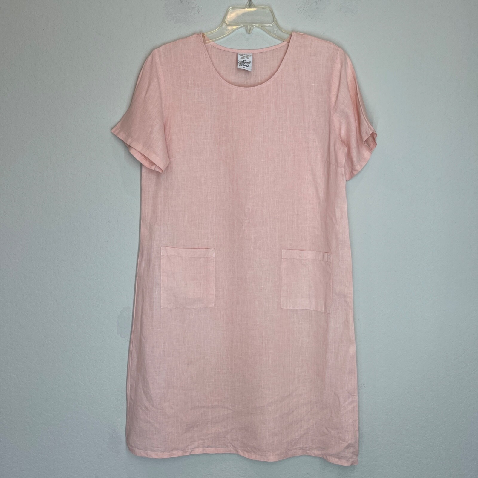 Match Point Linen Midi Dress Women's Size M Short Sleeve Beach Pockets Boho USA