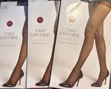 Lot Of 3 Dress Barn Control Center Silken Control Top Pantyhose Off Black Size B
