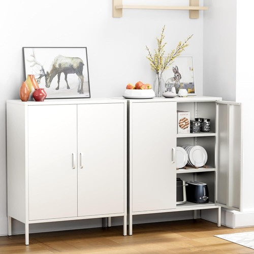 Cofar 40" H Metal Storage Cabinet with 2-Mesh Doors for Home,Office,Coffee Bar - Picture 13 of 13