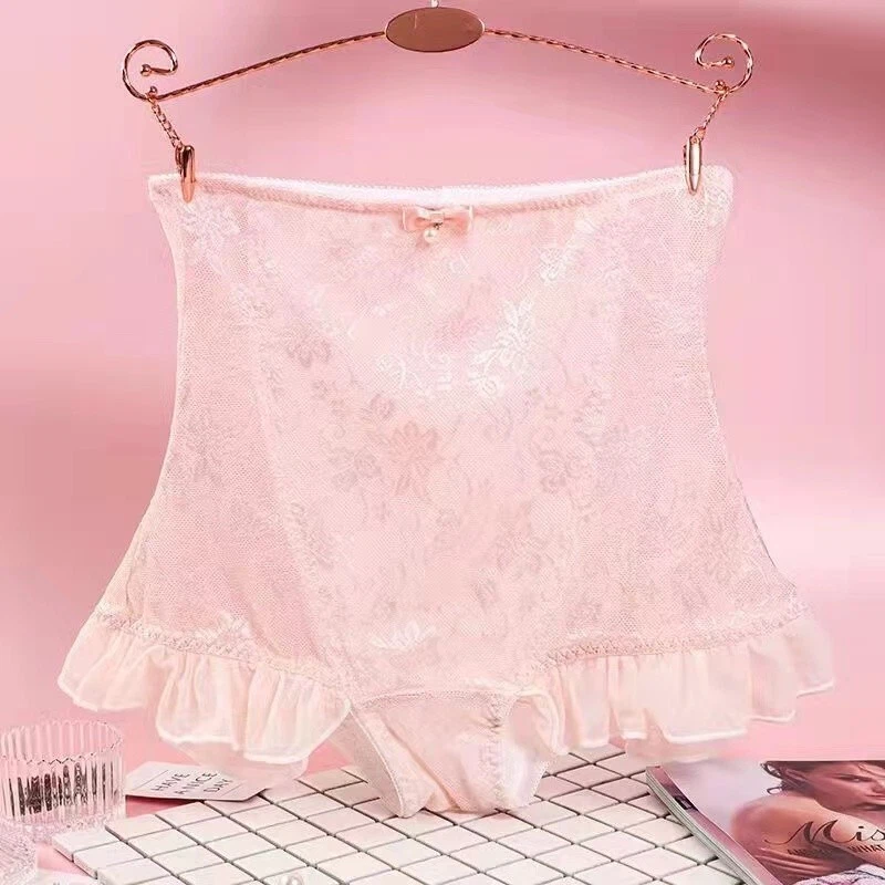3 件装卡哇伊女孩洛丽塔荷叶边蕾丝内裤高腰内裤 — 第 2/4 张图片