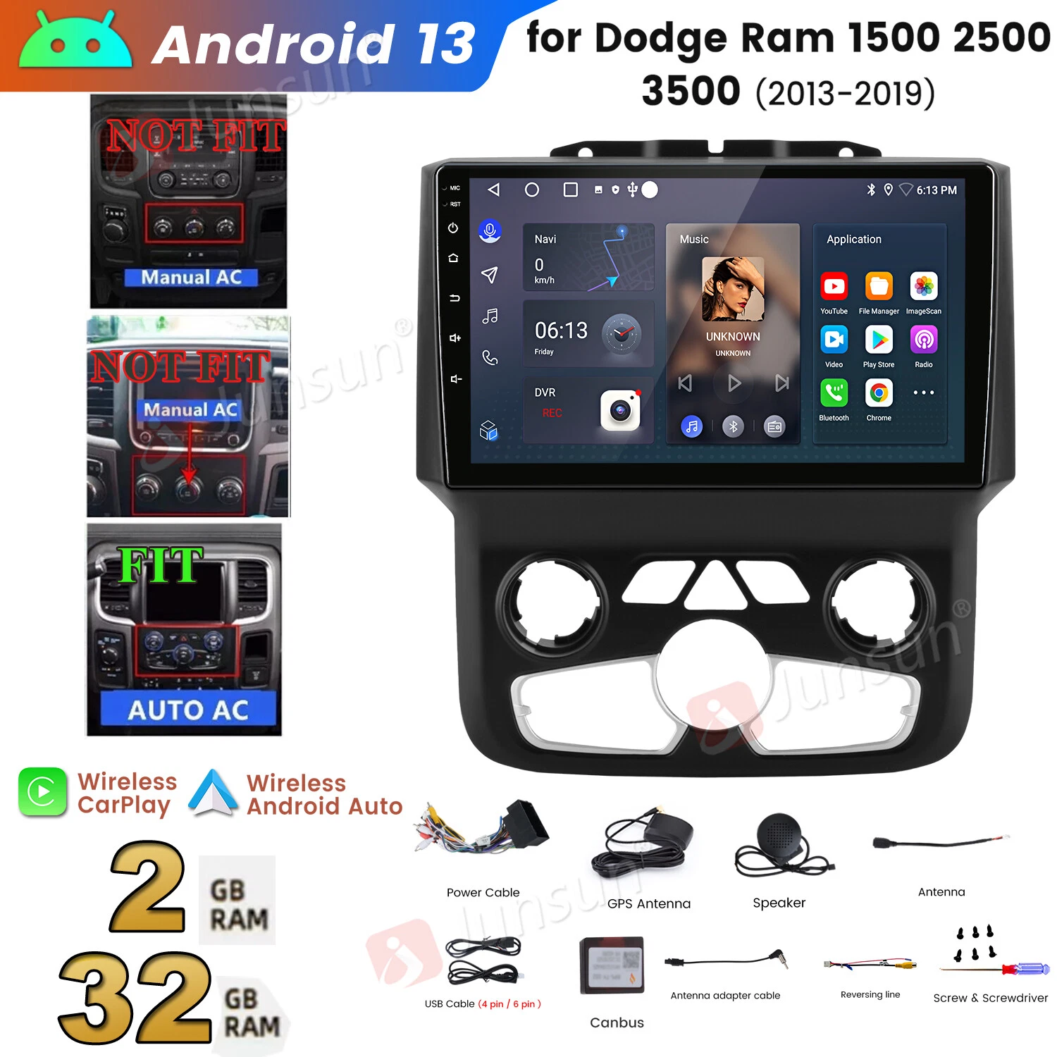 dodge estéreo gps navegação rds carro android 2013-2018 