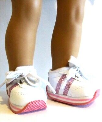 Metallic Striped White Sneaker fits other skinny 18" doll and 18" american girl