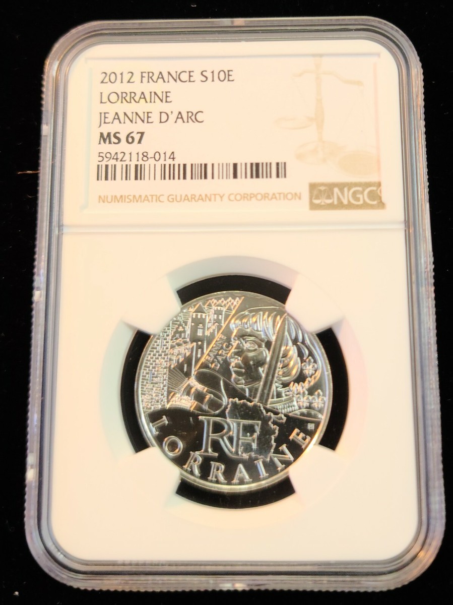 2012 FRANCE SILVER 10 EURO S10E JEANNE D'ARC NGC MS 67 BEAUTIFUL