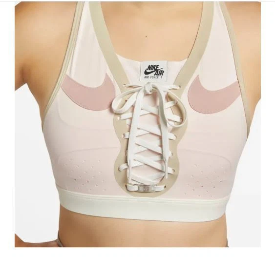 Nike Dri Fit Swoosh Air Force Medium Support Lace Up Sports Bra XS 80