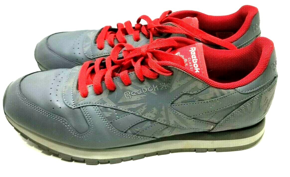 Reebok Classic Leather Grey & Red Men's Shoes Size 12 (Z1)