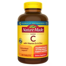 Nature Made Super C Vitamin with D3 and Zinc 200 Tablets  EXP 12/2026