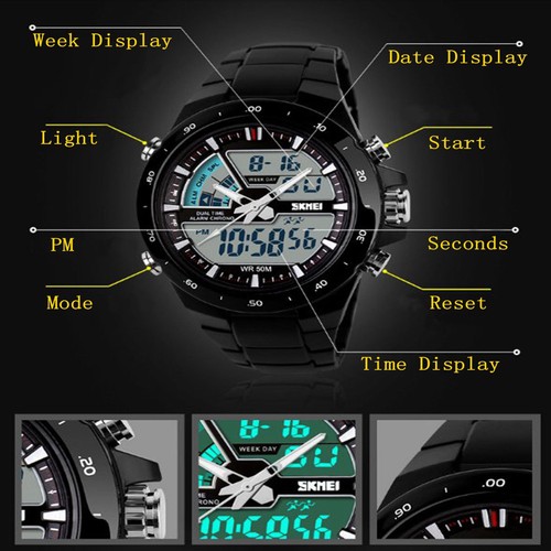 Hot Sale Analogue & Digital 5ATM Date Chronograph Mens Women Luxury SKMEI Watch - Picture 3 of 5