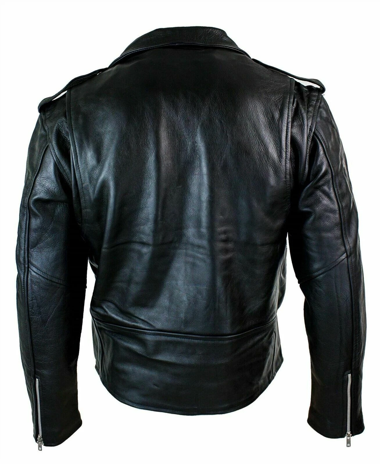 Men's Motorcycle Leather jacket Genuine Buffalo Skin Brando Style Black Biker - product detail image 4