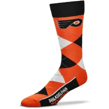 Philadelphia Flyers Team Colors Argyle Crew Socks by FBF (For Bare Feet)