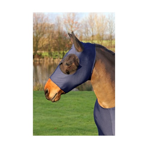 Hy Equestrian Lycra Flex Fliegenmaske atmungsaktiv Stretch Stoff Navy Pony/Warmblut/Voll - Bild 2 von 3