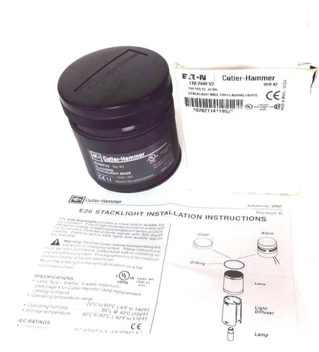 NIB EATON CUTLER-HAMMER E26BFV2 STACKLIGHT BASE FOR FLASHING LIGHTS 24V, SER. A2