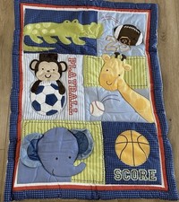 3 Pc Vintage Baby Boy Crib Bedding Set.Comforter,fitted Sheet,Dust Ruffle.no Toy