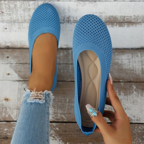 Women's Flat Comfort Shoes Outdoor Daily Pure Color Round Toe Casual Mesh Loafer - Picture 7 of 30