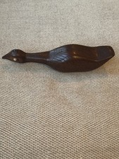 Vintage 11.25  Hand Carved Beautiful Dark Wood Bird Sculpture Folk Art