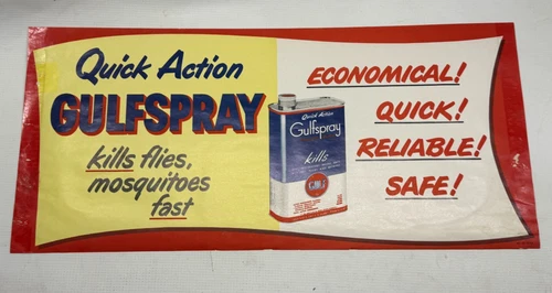 RARE Vintage Gulf Oil Gulf Spray Insect B0mb Advertising Poster 21"x10"