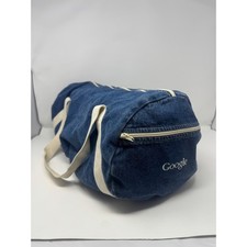 Google Denim Duffel Bag Vintage Tech Promo Travel Gym Weekend Bag - Made in US