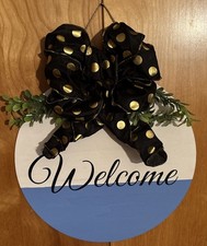  Welcome Sign for Front Door Decorations All Seasons Front Porch Decor-12  Round