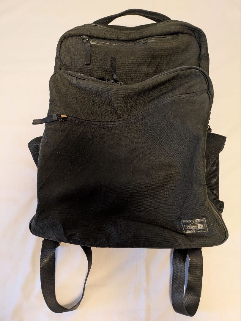 PORTER Black Nylon Backpack Multiple Pockets Used… - image 2