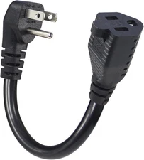 Short Power Extension Cord - Low Profile Wall Head 6 Inch 14AWG/3C SJTW Heavy Du