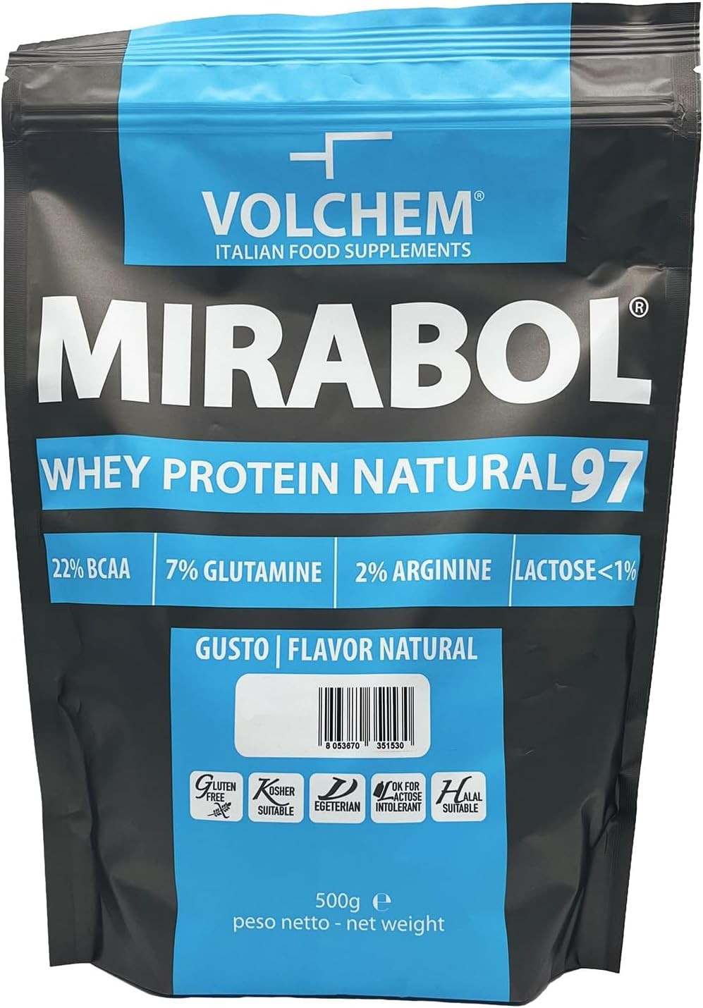 Mirabol Whey Protein Natural 500g - Proteine Volchem 97% Isolate