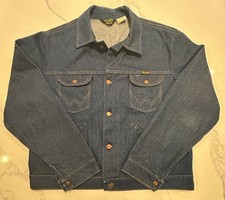 Vintage 1970s Wrangler No-Fault Cowboy Cut Denim Jacket Made in USA Men Size 50
