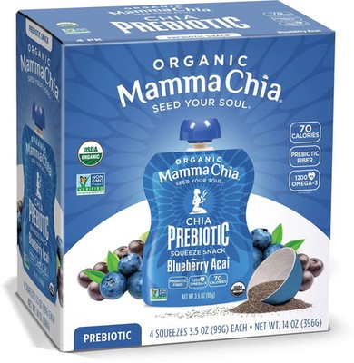 Mamma Chia Organic Prebiotic Snack Blueberry Acai 14oz 4 Pack bbd AUG 2026
