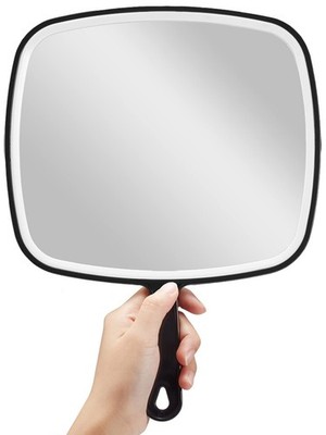 Extra Large Black Handheld Mirror with Handle for Salon Barber 12.4 x 9 inch
