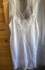 Vtg by California Dynasty Nightgown Size L White Satin Bridal