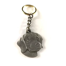 I Love My Beagle Rawcliffe Pewter Heart Dog 1982 P. Davis Keychain Keyring