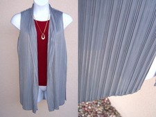 Chico's pleated cardigan vest duster 1 M silver gray HOLIDAY XMAS tunic topper