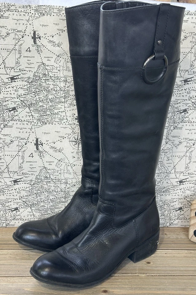 Botas Altas Alfasi Cuero Flexibles Talla 9 M Cuero Negro Montar Ciudad Foto 4 de 4