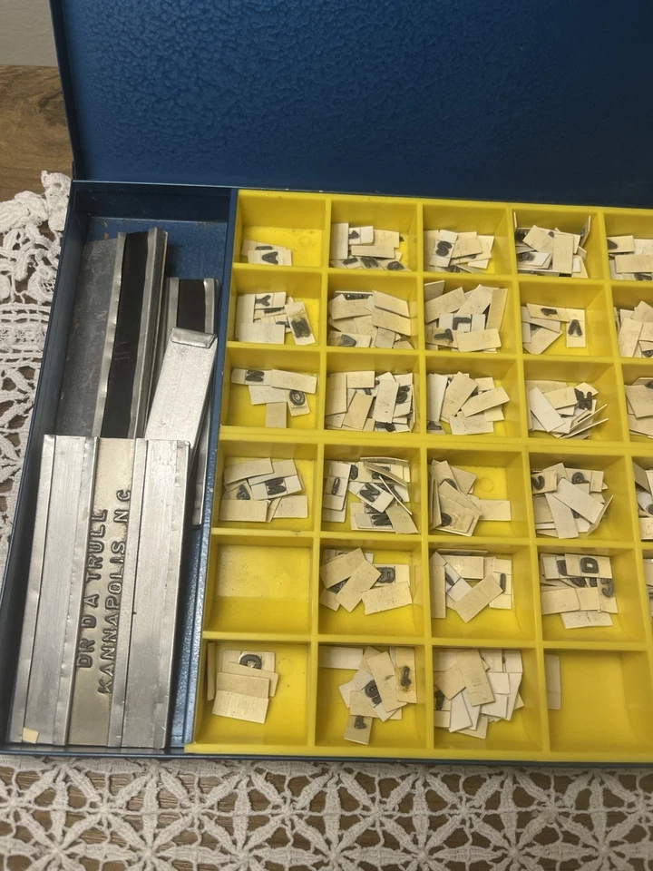 Vintage Industrial Metal Tag Embossing Type Set W/ Holders And Case - Image 3 of 4