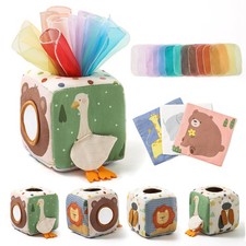 Baby Tissue Box Toy - Montessori Sensory Crinkle Toy for Infants 6-12 Months