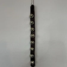Vintage SLEIGH BELLS On 23” Leather Strap 8 Jingle Bells (2”) Original