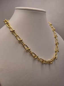 Authentic Gold Plated Silver Ball Link Necklace Paperclip Chain 18 Inch 61 Grams Chunky Un