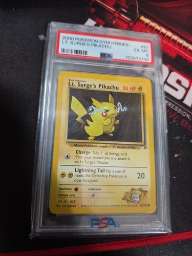 Lt. Surge's Pikachu (Unlimited) graded PSA 6 for sale on eBay