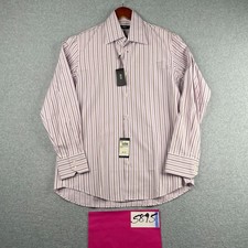 Hugo Boss Shirt 15.5 Pink Striped Casual Button Up Long Sleeve Mens NEW NWT