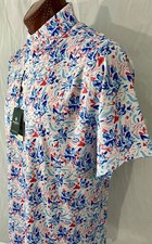 DONALD ROSS Golf Classic s/s WICKING UPF 50 POLO Sz M FLORAL PRINT-WHITE MULTI