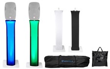 2 Rockville RTP32W Totem Style DJ Speaker Stands w/Black White Scrims 2 Bags