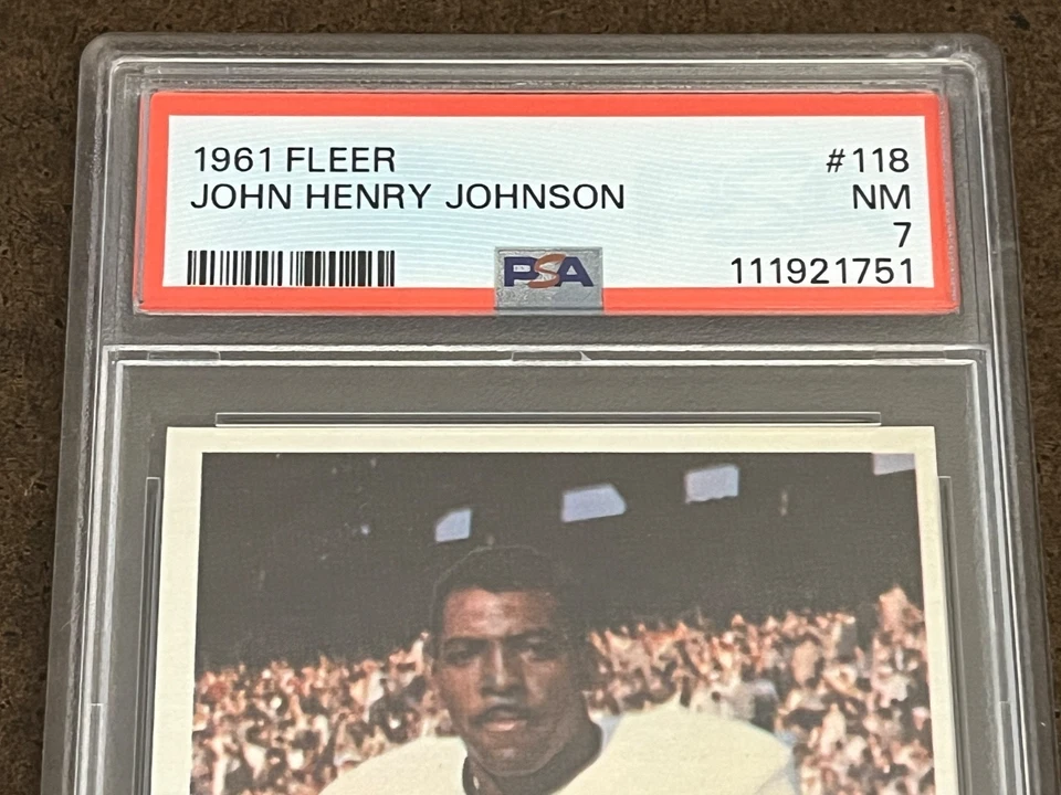 1961 Fleer Football - #118 John Henry Johnson Steelers NM PSA 7 (Set Break) - Image 2 of 4