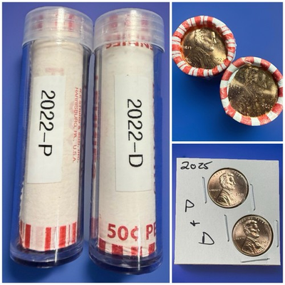 #ad 2022 Pamp;D Lincoln Shield Cent Rolls. Free 2025 Pamp;D Coins w Purchase 🎁 $24.99