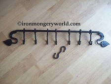 Black Antique Iron Blacksmith Hand Made Forged Kitchen S Hook Pot Pan Rack Rail