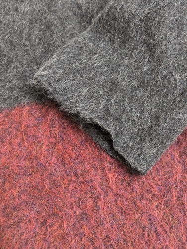 EILEEN FISHER Damen italienischer Cropped-Pullover Mohair Wolle schwarz rot Muster Small - Bild 3 von 7