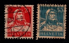 Switzerland 1914 20c, 30c William Tell SG289, 293 Used