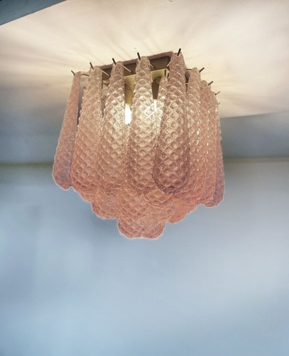 Murano ceiling lamp - 32 pink glass petal drops - Picture 3 of 17