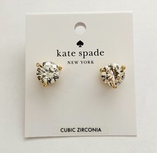kate spade earrings ‘Rise & Shine’ Clear Stud solitaire gold-tones New