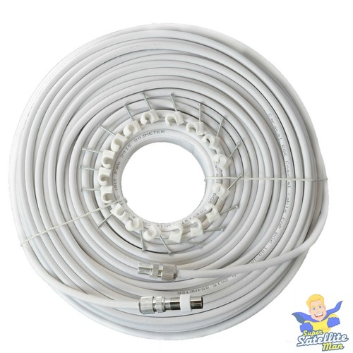 New 30m White RG6 Aerial Coax Cable Coaxial Lead 4 Free view Magic Eye Tv Link - Picture 5 of 7